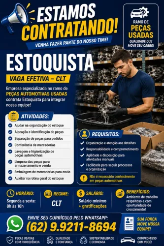 VAGA DE EMPREGO - ESTOQUISTA (CLT)