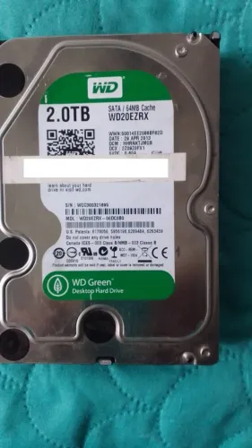 HD WD Green de 2.0 TB ? Capacidade: 2.0 TB (Terabytes) ?