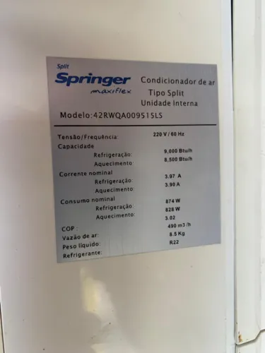 Ar Condicionado Springer 9000 BTUs Q/F