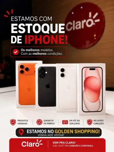 ?Estoque de iPhone em até 18x Sem Juros + Desconto no Pós Claro!