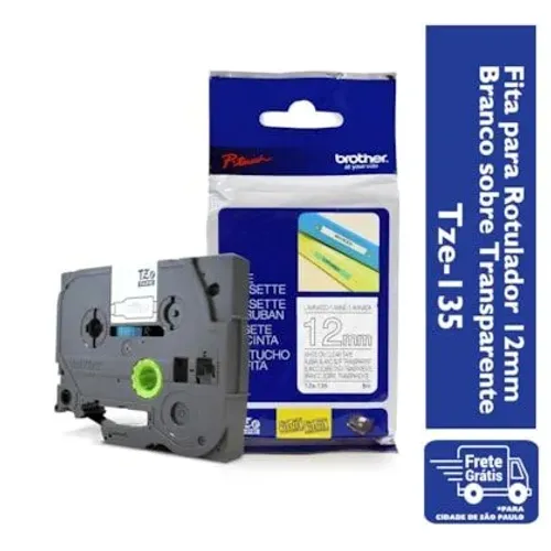 Fita Rotulador Brother Branco/transparente 12mm Tze135