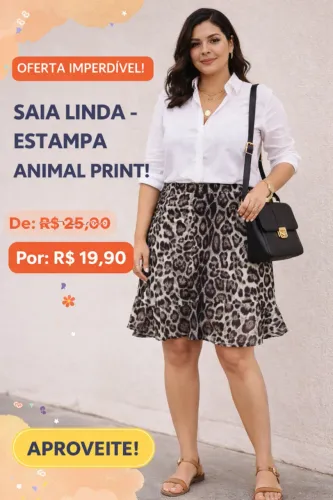 Saia estampada animal Print Marisa Tam 44