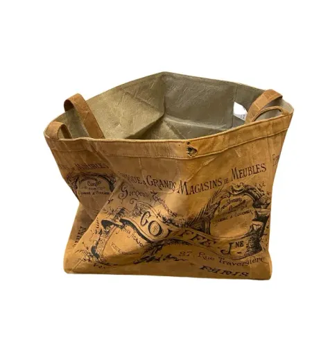 Bolsa Feminina em Camurça Bege com Estampa Vintage Paris 37cm