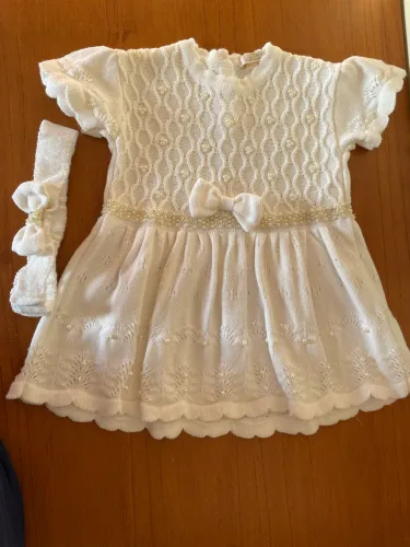 Vestido branco para batizado de tricot - tamanho 9 a 12 meses