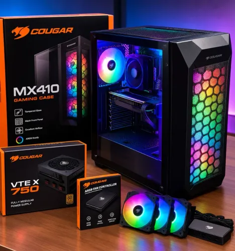 Gabinete Cougar MX 410 lateral de vidro