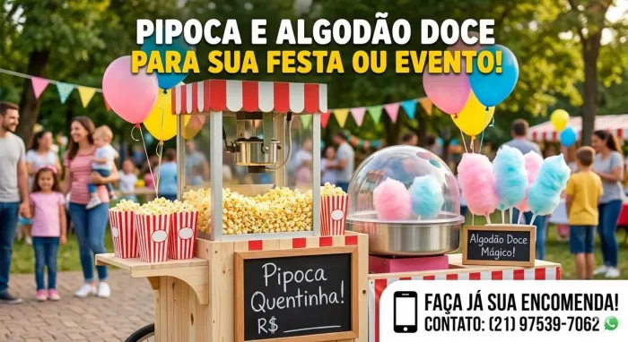 Algodão doce e pipoca