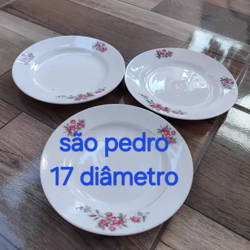3 pratos de sobremesa porcelana são pedro 