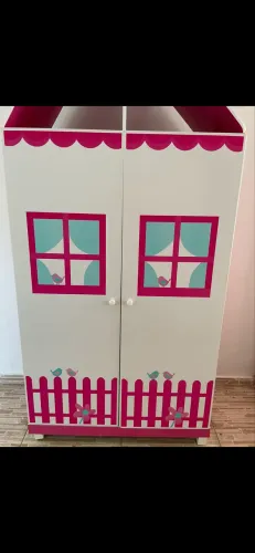 Guarda Roupa Infantil 2 Portas 2 Gavetas Casinha Gelius