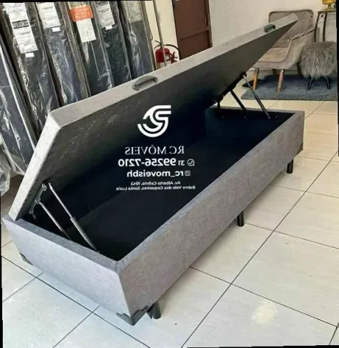Cama box Baú Solteiro 88x1.88 Blindado com Pistão a Gás