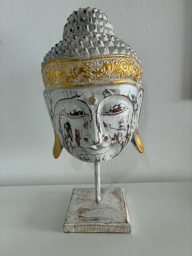Máscara de madeira Bali com suporte de mesa