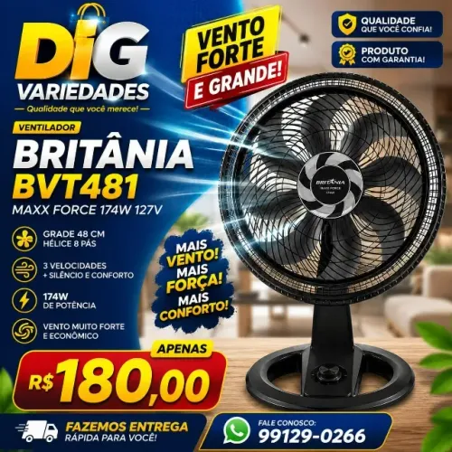 Ventilador Britânia Grande e Potente - NOVO - Fazemos Entrega