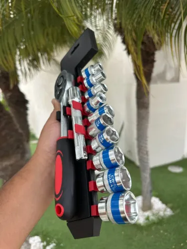 Kit Catraca Reversível 12 Peças com Soquetes