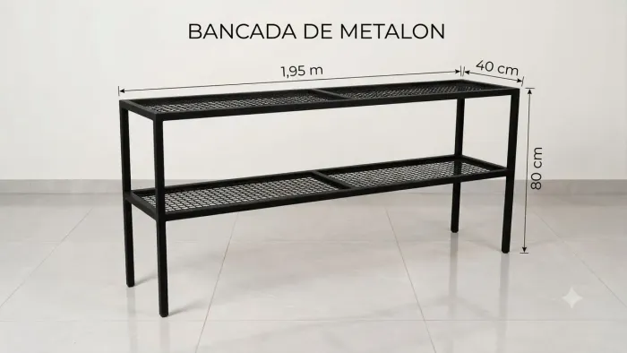 Bancada 2 andares em ferro em ferro metalon