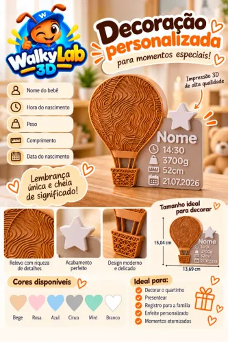 PLACA DE NASCIMENTO PERSONALIZADA