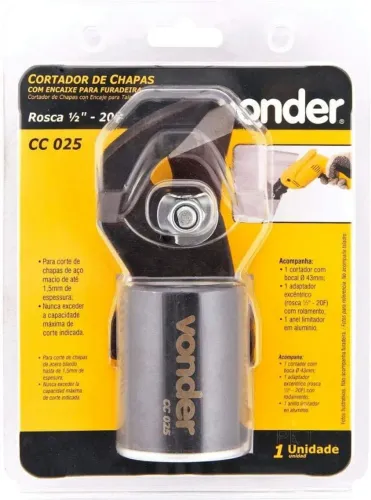 Cortador de chapas Vonder - encaixe para furadeira