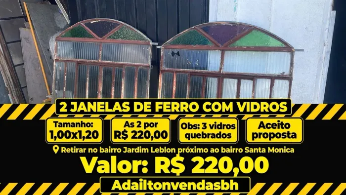 2 janelas de ferro e vidros ,folhas de correr ! Aceito proposta 