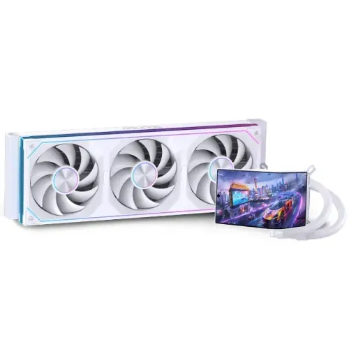 Water Cooler Round5 Horizon White, 360mm, Com Display Curvo 6.67", ARGB - WZetta