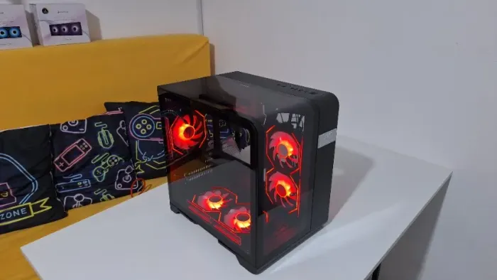 Gabinete Gamer Mancer CV400, sem fans, Mid-Tower, Lateral de Vidro Preto, MCR-CV400-BK