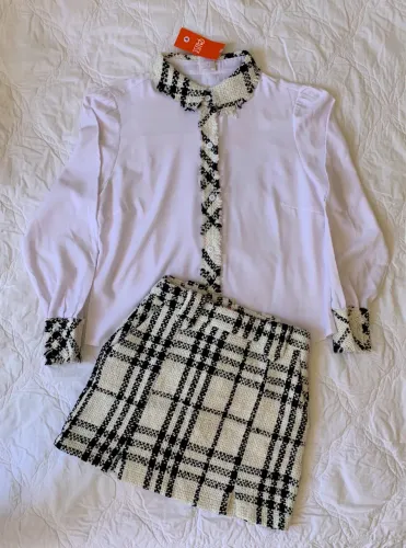 Conjunto Xadrez Tweed Novo com Etiqueta