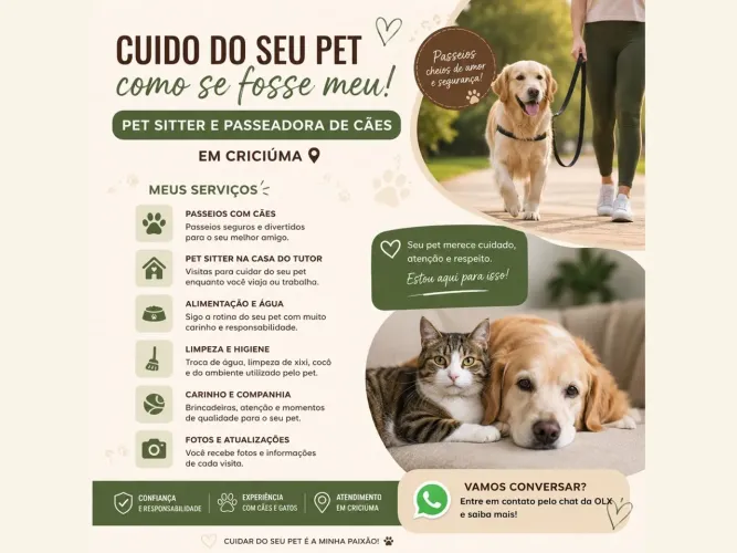 Pet Sitter e Passeadora de Cães - Criciúma ?