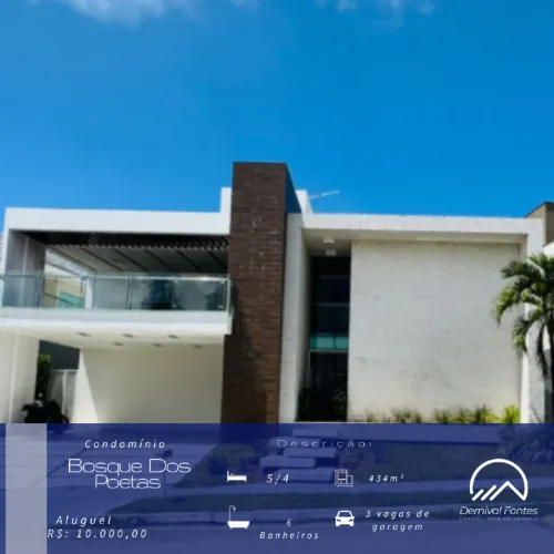 CASA DUPLEX DE ALTO PADRÃO NO CONDOMÍNIO BOSQUES DOS POETAS 434M² DE PURO CONFORTO PARA L