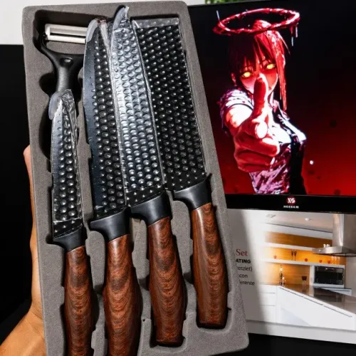 JOGO DE FACAS 6 PEÇAS INOX ANTIADERENTE - KIT COMPLETO PARA COZINHA