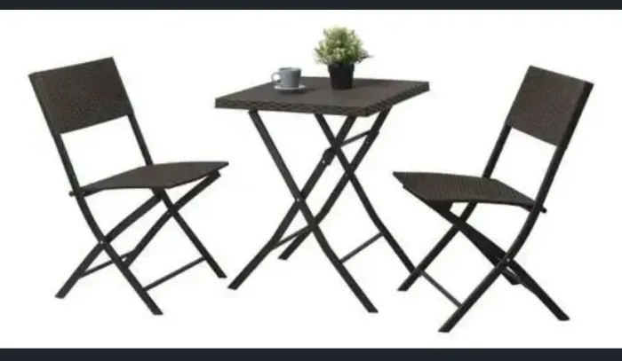 Conj. Bistro rattan dobravel 3 peças