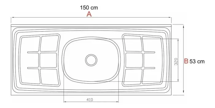 Pia Inox GhelPlus 1,50m x 53cm Nova (Com Película de Fábrica)