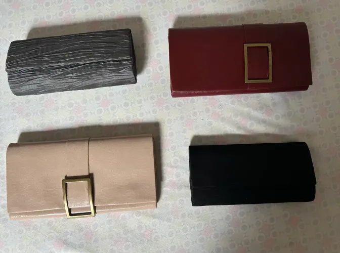Kit 4 Bolsas de Mão Estilo Clutch - Preta- Nude - bordô- cinza