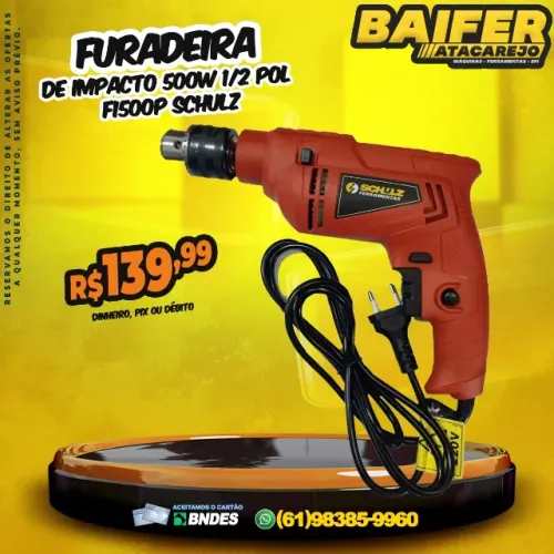 Furadeira de Impacto 500W 1/2 Pol FI500P Schulz