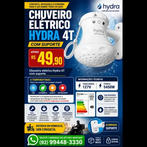 Chuveiro elétrico Hydra 4T_Manaus.