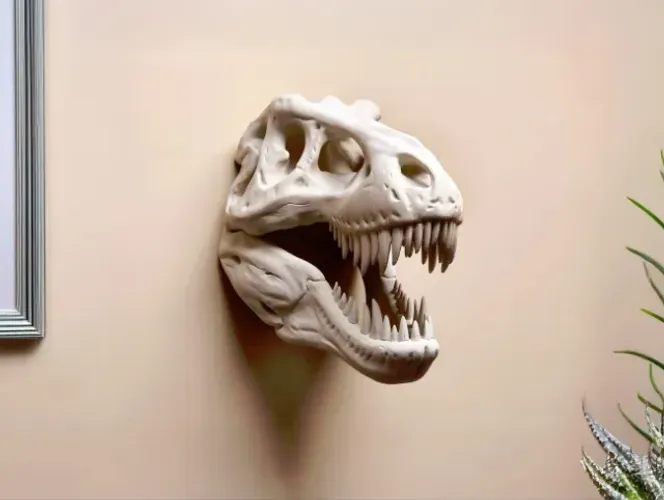Crânio T-Rex Decorativa Parede Caveira Dinossauro Impressão 3D PLA Decoração Geek Jurassic