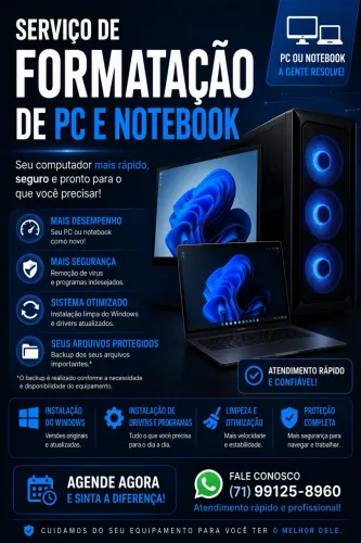Formatação e limpeza de pc e Notebook