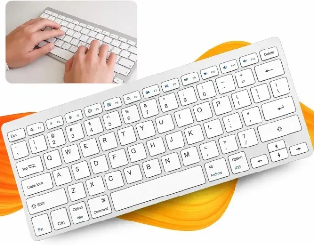 Teclado Bluetooth ABNT2 Compacto Ultra Fino Sem Fio, Multi-Dispositivo, Novo 