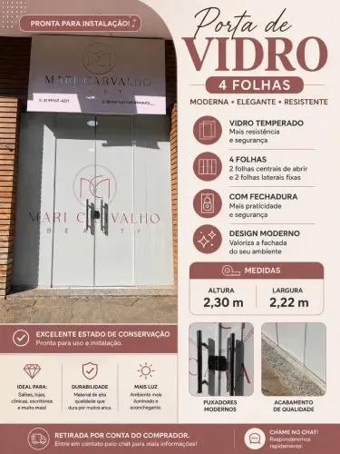 Porta de Vidro para Salão/Comércio - 2,30m x 2,22m