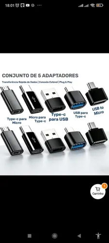 Conjunto de 10 Adaptadores Type C, Micro USB e USB Padrão