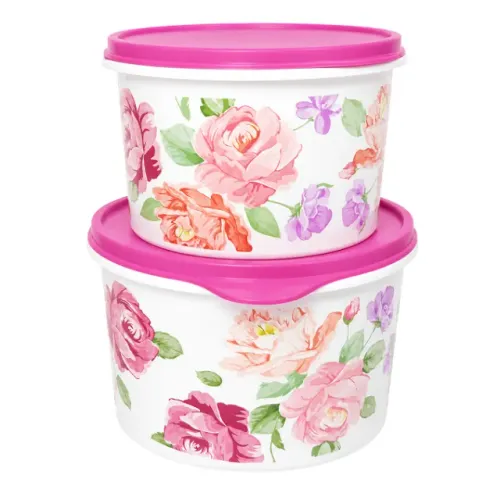 Kit 2 Potes Tupperware Decorados Rosas Inglesas 