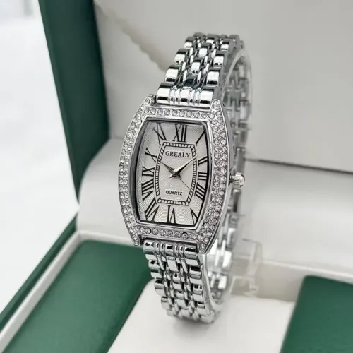 Relógio Feminino Elegante Aço Inoxidável Prata Gold Quartz Luxo Pulseira Premium