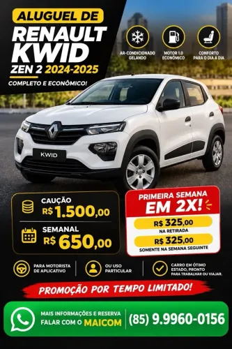 ALUGUEL DE RENAULT KWID ZEN 2 2024-2025 - COMPLETO E ECONÔMICO!