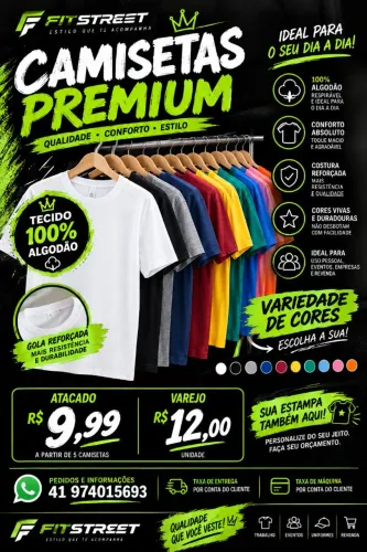 Camisetas lisas 100% algodão Premium 