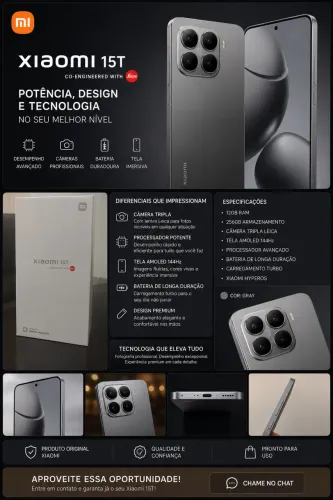 Smartphone Xiaomi 15T Cinza 256GB