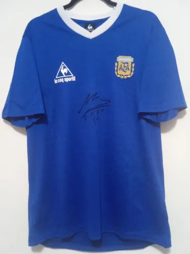 Camisa Argentina Copa Mundo 1986 #10 Maradona Autografada Certificada