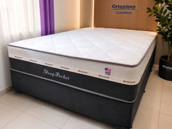 Colchão pochet casal molas ensacadas individualmente com a base