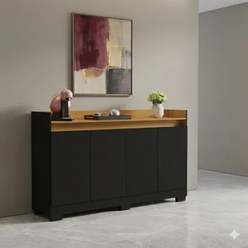 Buffet Real com 4 portas Na cor Preto/Mel Novo! ( Em estoque)