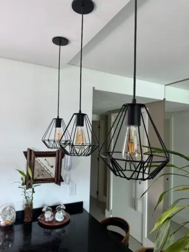 LUMINÁRIA PENDENTE PRETA, ESTILO INDUSTRIAL