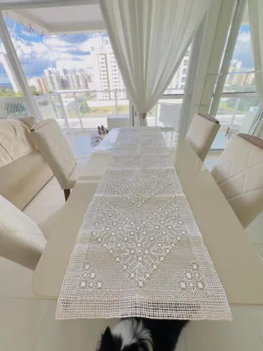 Renda de Filé - Bordado para Mesa de Jantar 1,90x0,5