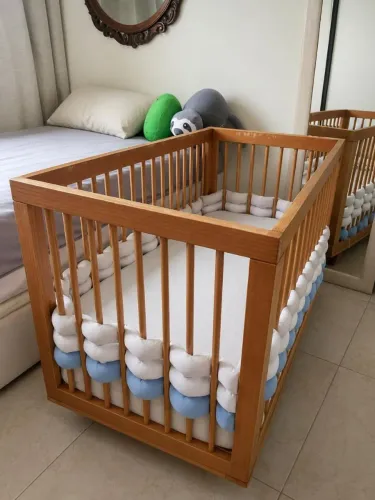 Oportunidade Premium ? Berço Cama Kaike Madeira Maciça Avelã + Kit Completo