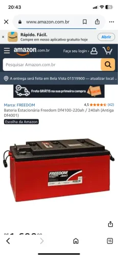 Bateria estacionária nova nunca usada 800 reais pra vender logo