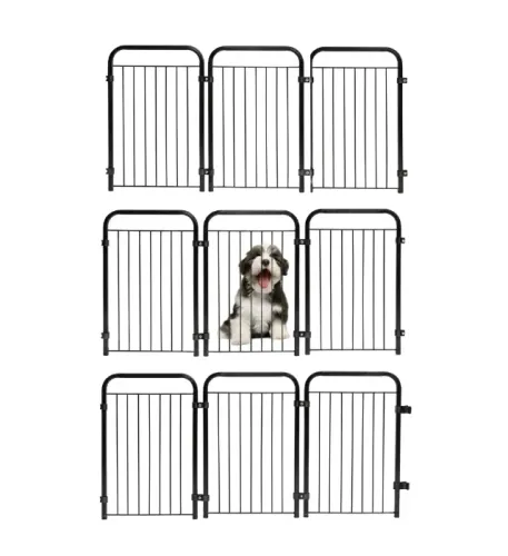 Cercadinho Preto para Pets 9 Módulos Novo Dobrável com Peças de Encaixe