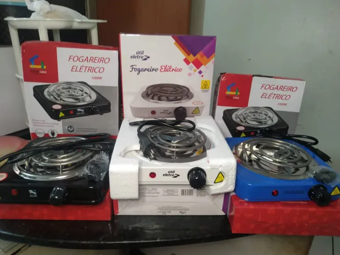 Fogão Fogareiro Elétrico 1000W Cooktop 1 Boca 4cores Qualquer Panela